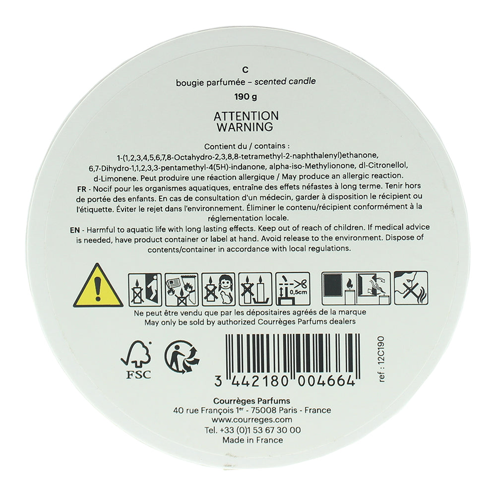 Courrèges C Candle 190g - Ingredients