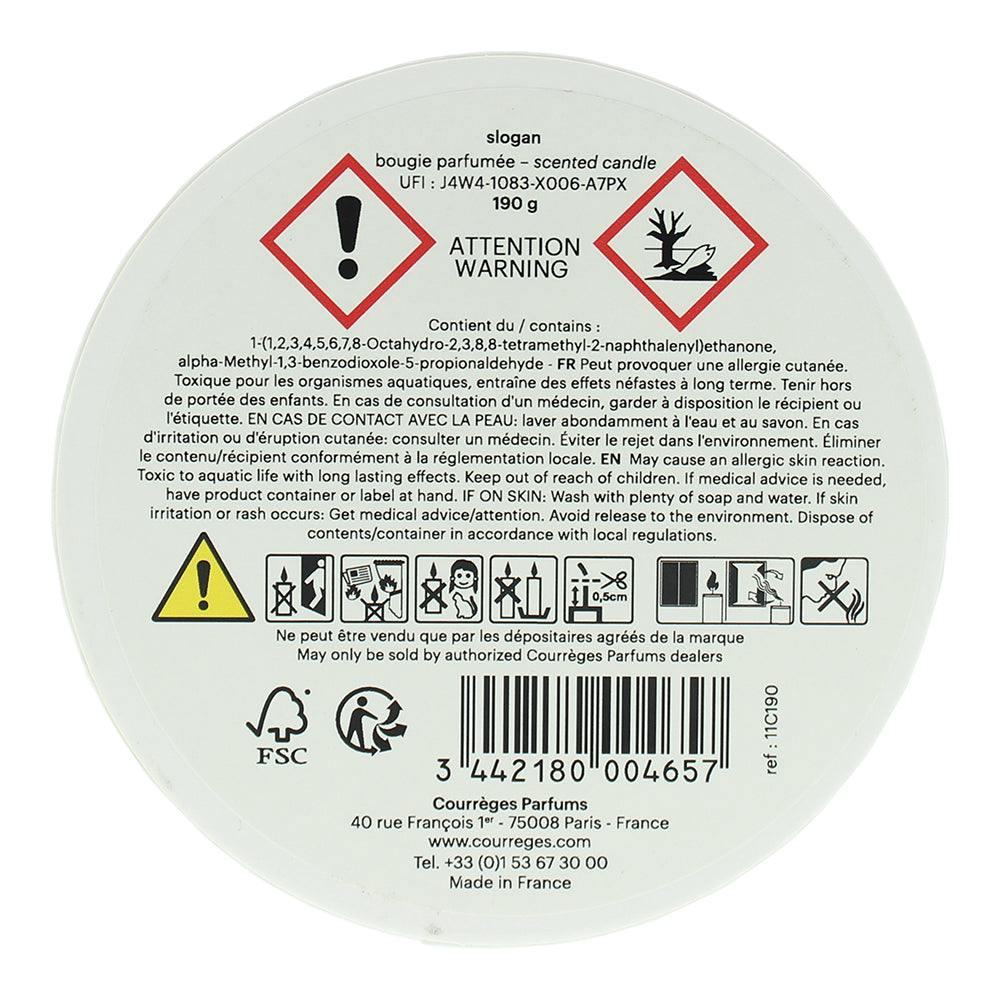 Courrèges Slogan Candle 190g - Ingredients