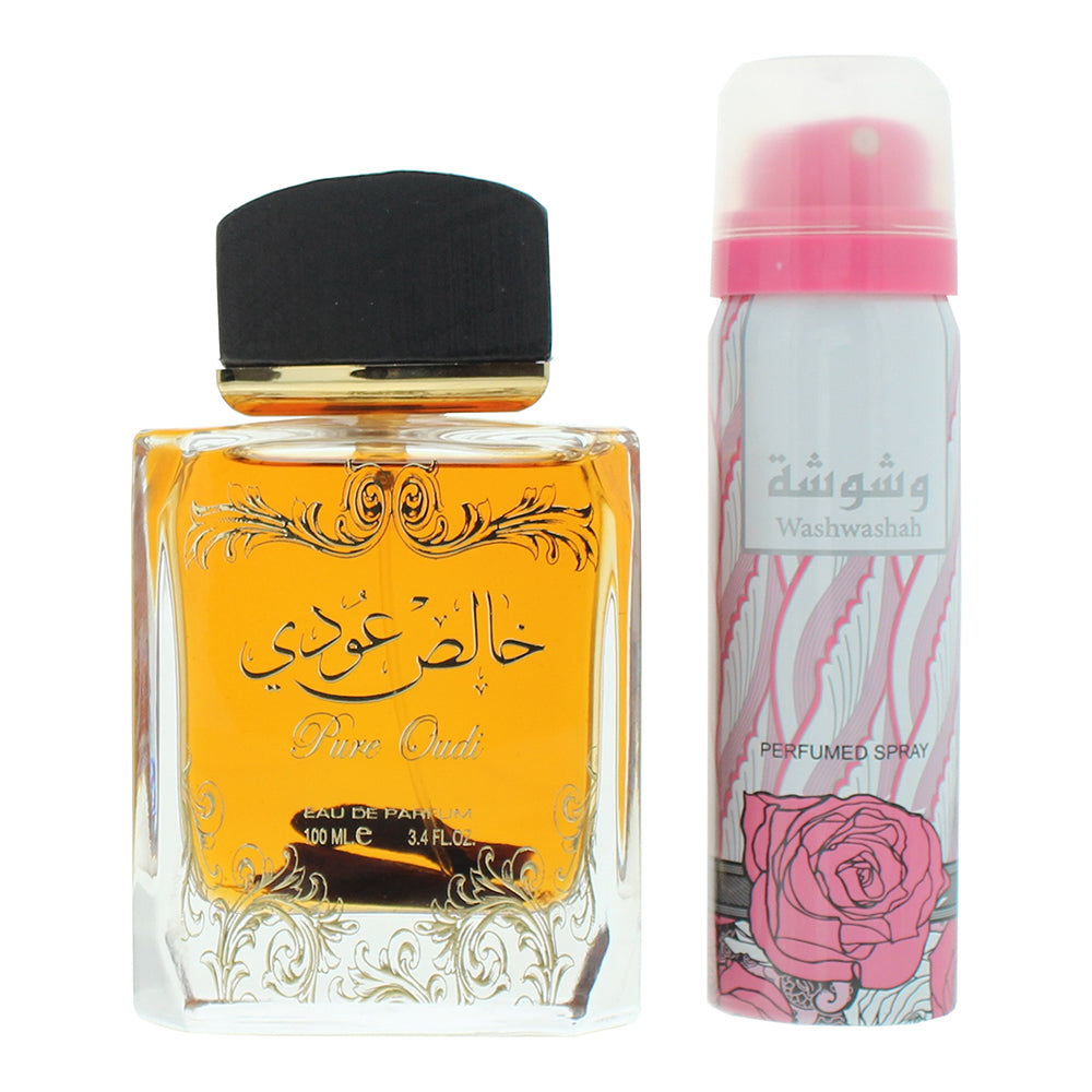 Lattafa Pure Oudi 2 Piece Gift Set: Eau de Parfum 100ml - Deodorant Spray 50ml - Product
