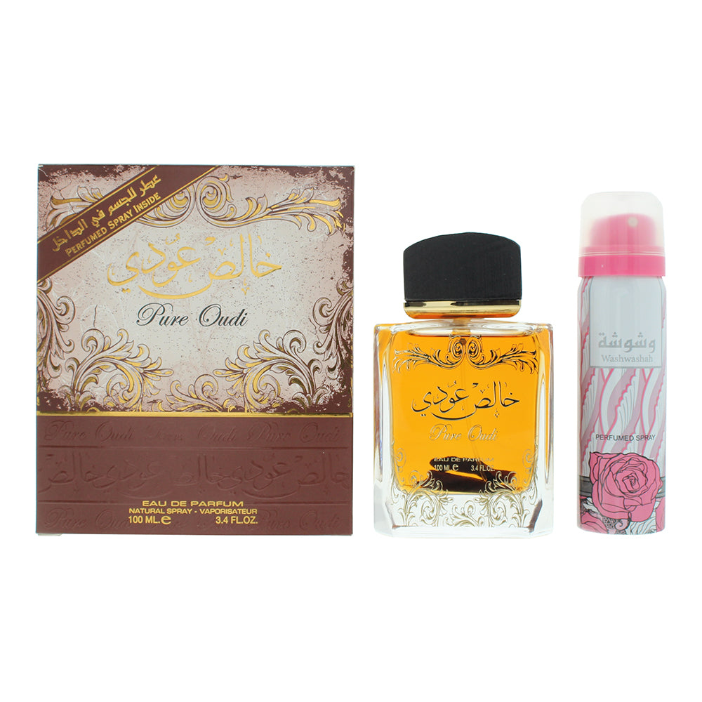 Lattafa Pure Oudi 2 Piece Gift Set: Eau de Parfum 100ml - Deodorant Spray 50ml