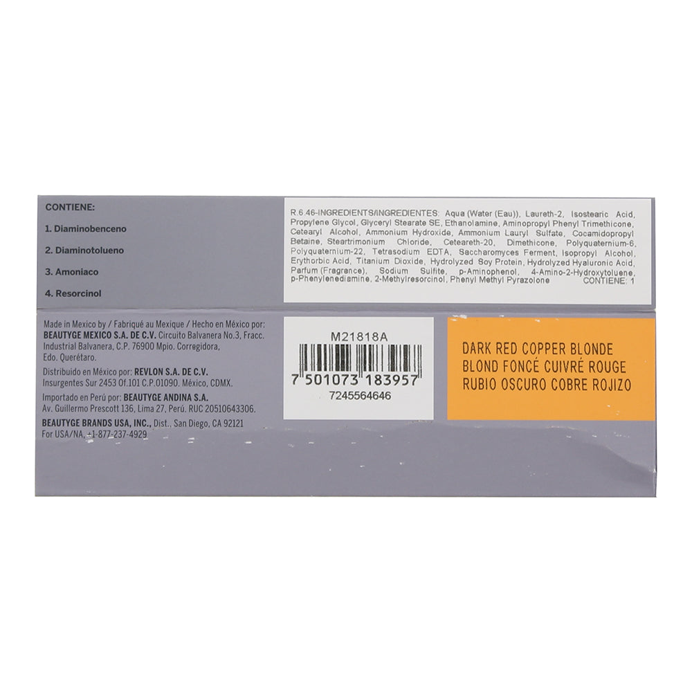 Revlon Revlonissimo Colorsmetique 6.46 Dark Red Copper Blonde Hair Colour 60ml - Ingredients
