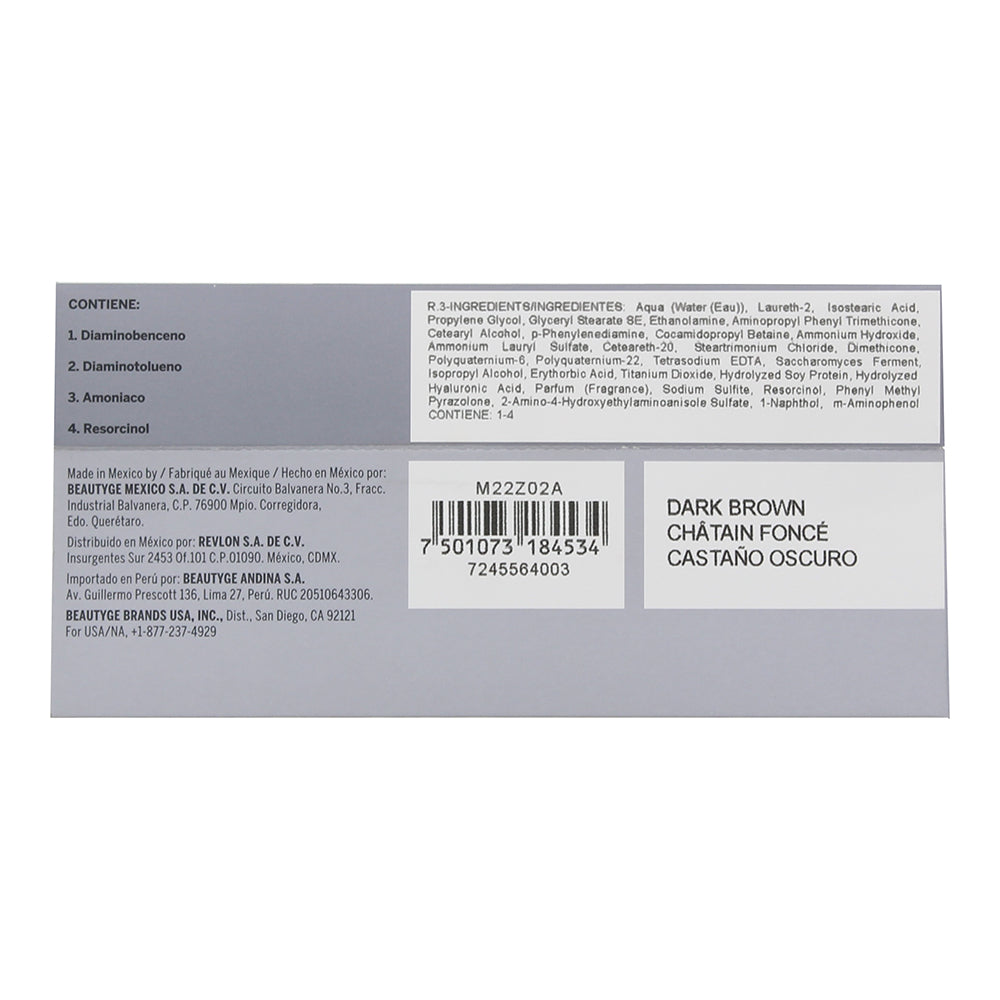 Revlon Revlonissimo Colorsmetique 3 Dark Brown Hair Colour 60ml - Ingredients