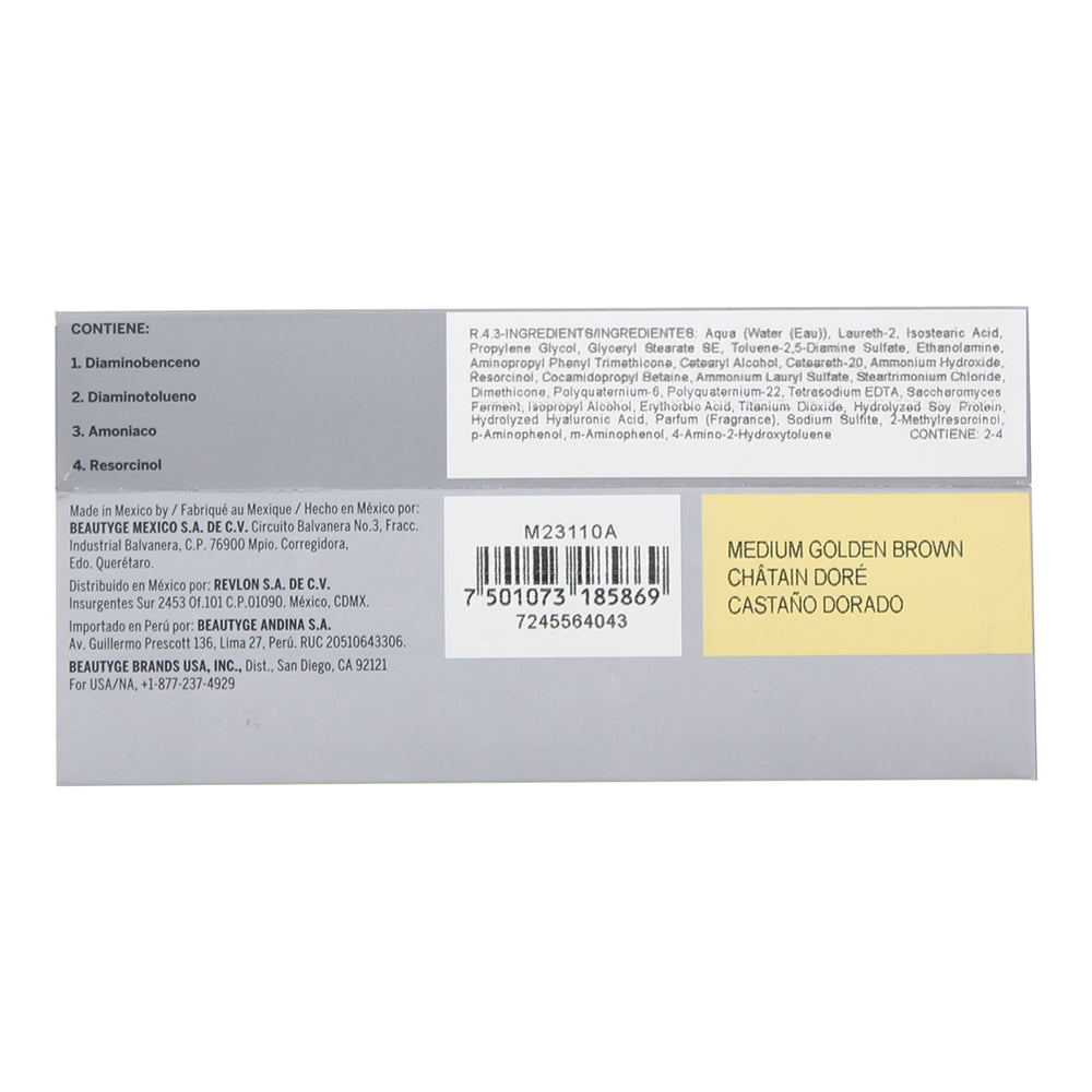 Revlon Revlonissimo Colorsmetique 4.3 Medium Golden Brown Hair Colour 60ml - Ingredients