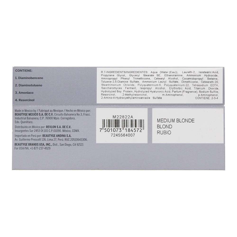 Revlon Revlonissimo Colorsmetique 7 Medium Blonde Hair Colour 60ml - Ingredients