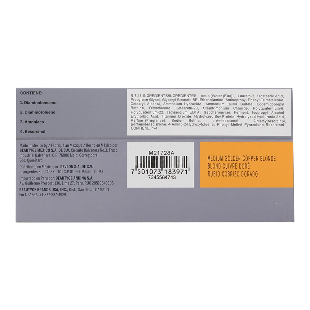 Revlon Revlonissimo Colorsmetique 7.43 Medium Golden Copper Blonde Hair Colour 6 - Ingredients