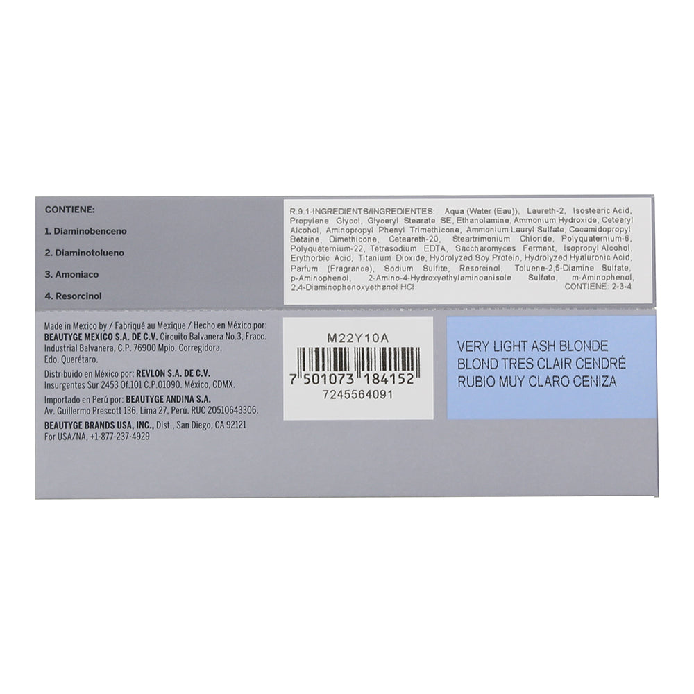 Revlon Revlonissimo Colorsmetique 9.1 Very Light Ash Blonde Hair Colour 60ml - Ingredients