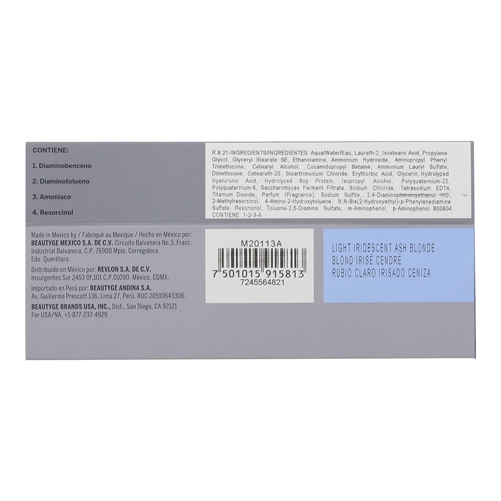 Revlon Revlonissimo Colorsmetique 8.21 Light Iridescent Ash Blonde Hair Colour 6 - Ingredients