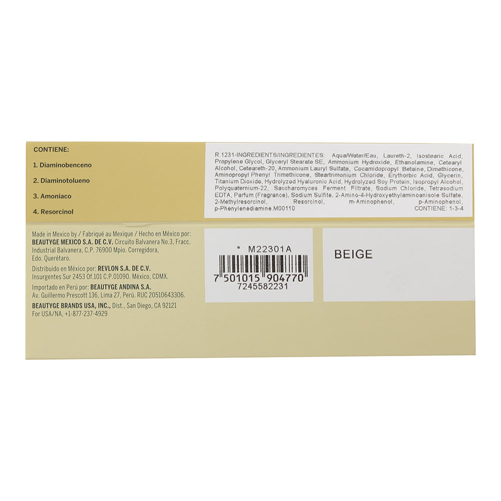 Revlon Revlonissimo Colorsmetique 1231 Beige Hair Colour 60ml - Ingredients