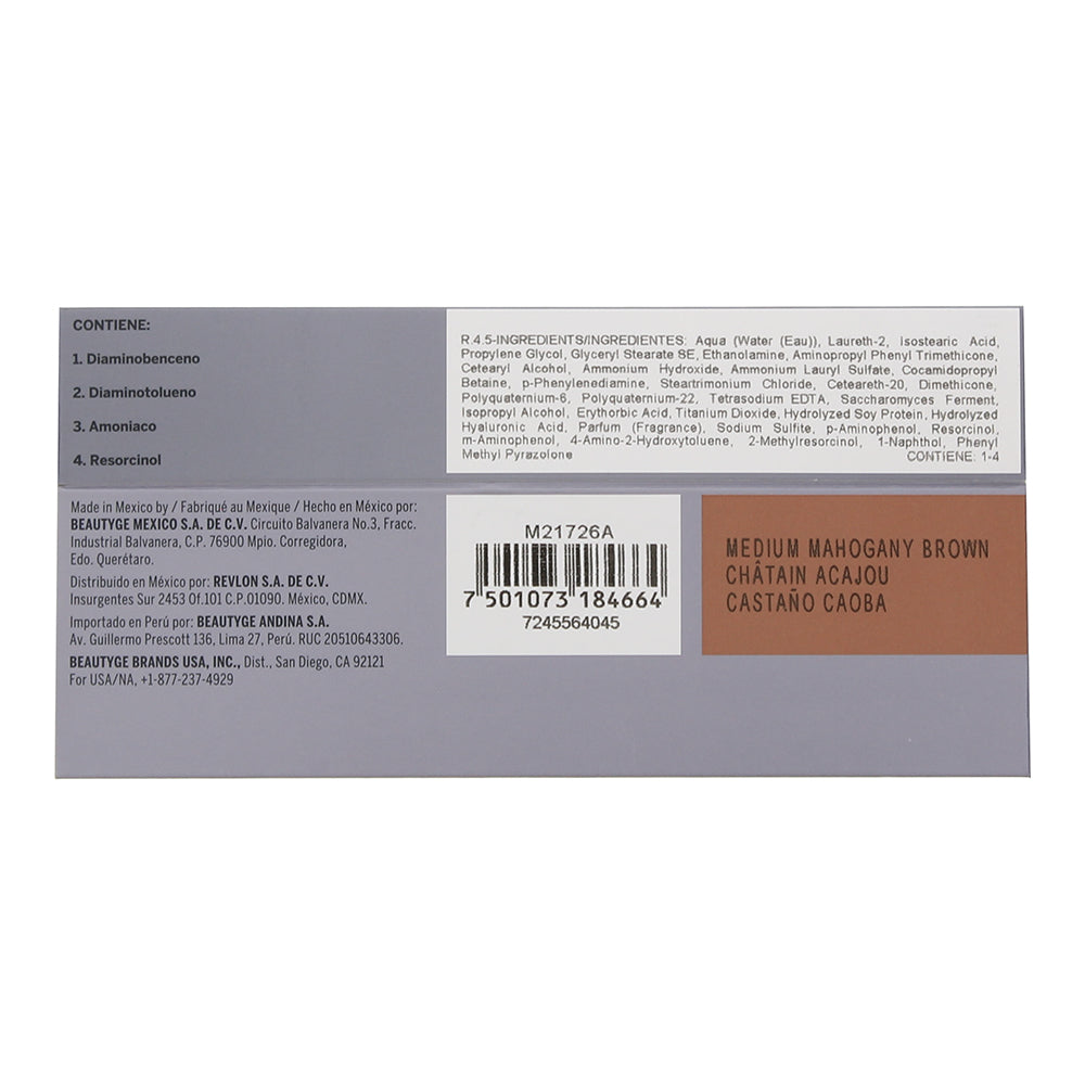 Revlon Revlonissimo Colorsmetique 4.5 Medium Mahogany Brown Hair Colour 60ml - Ingredients