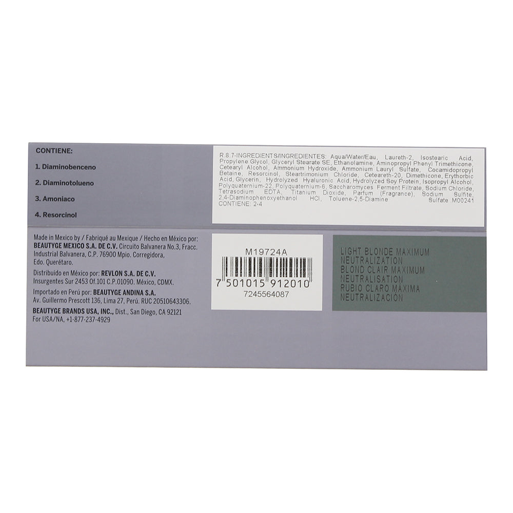 Revlon Revlonissimo Colorsmetique 8.7MN Light Blonde Maximum Hair Colour 60ml - Ingredients