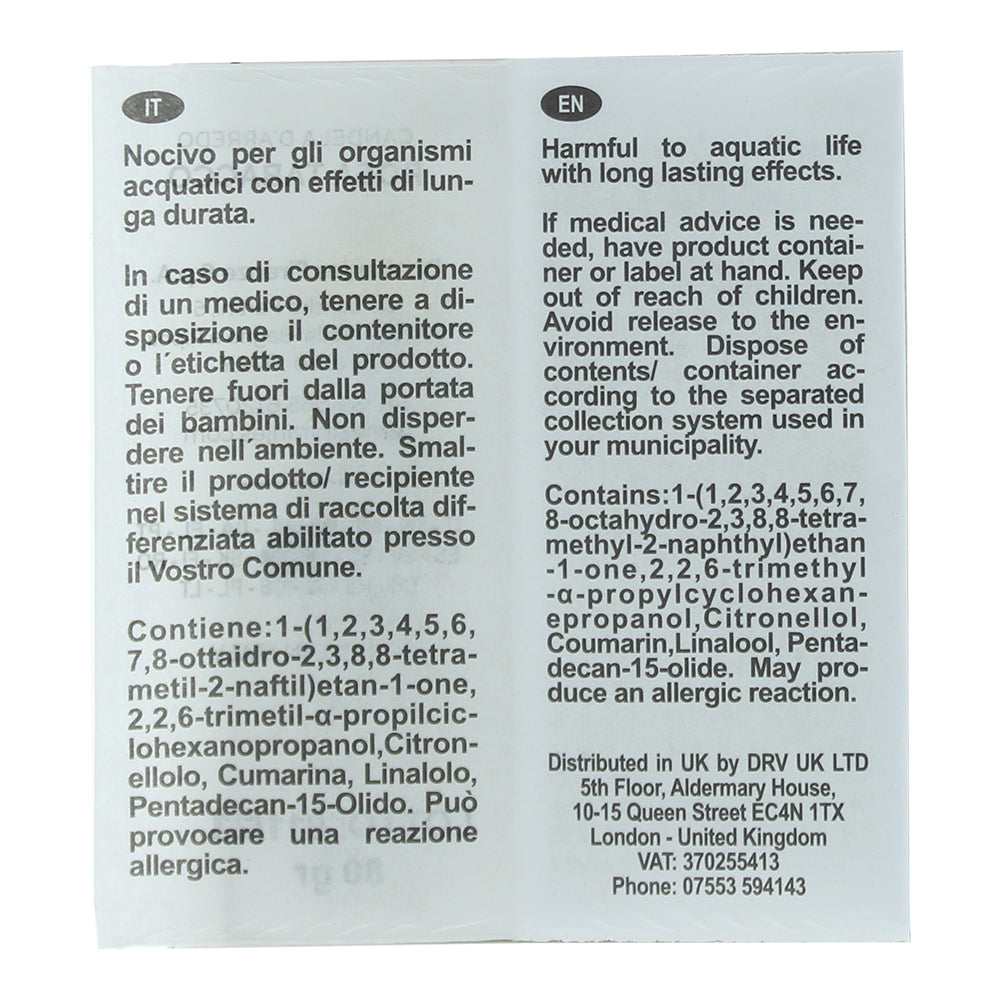 Dr. Vranjes Firenze Rosa Tabacco Onyx Candle 80g - Ingredients