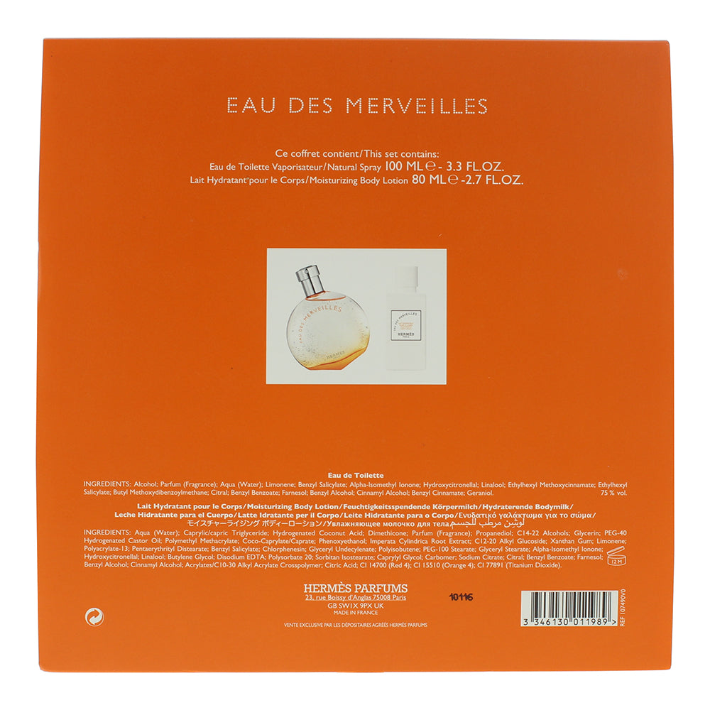 Hermès Eau Des Merveilles 2 Piece Gift Set: Eau de Toilette 100ml - Body Lotion 