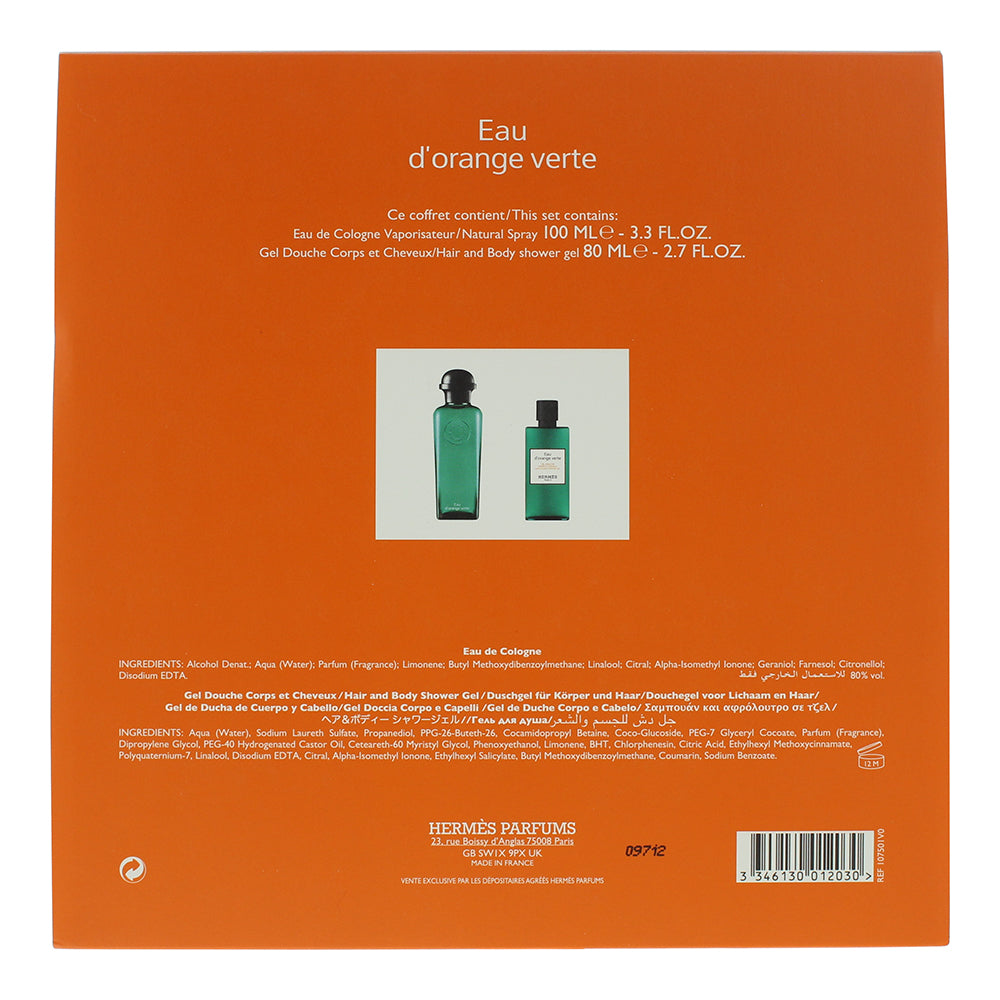 Hermès Eau D'orange Verte 2 Piece Gift Set: Eau de Cologne 100ml - Shower Gel 80