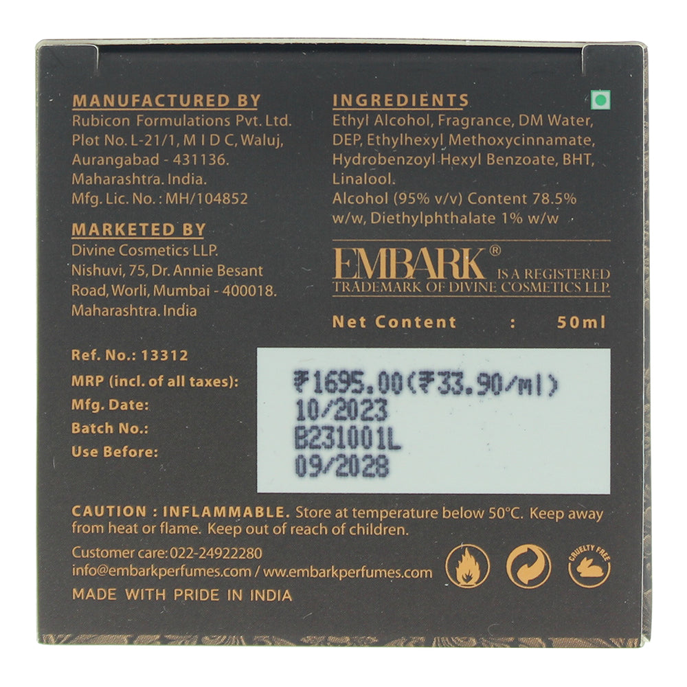 Embark Wood Oud Eau de Parfum 50ml - Ingredients