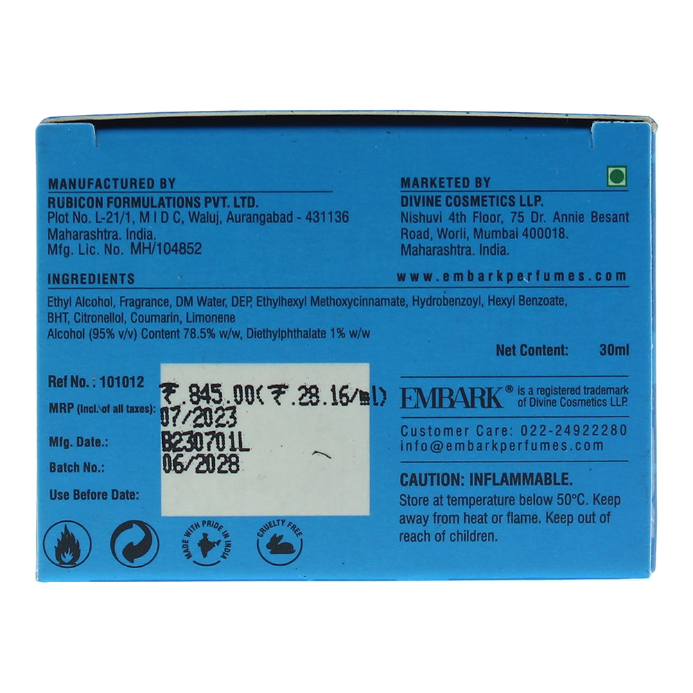 Embark Freedom For Him Eau de Parfum 30ml - Ingredients