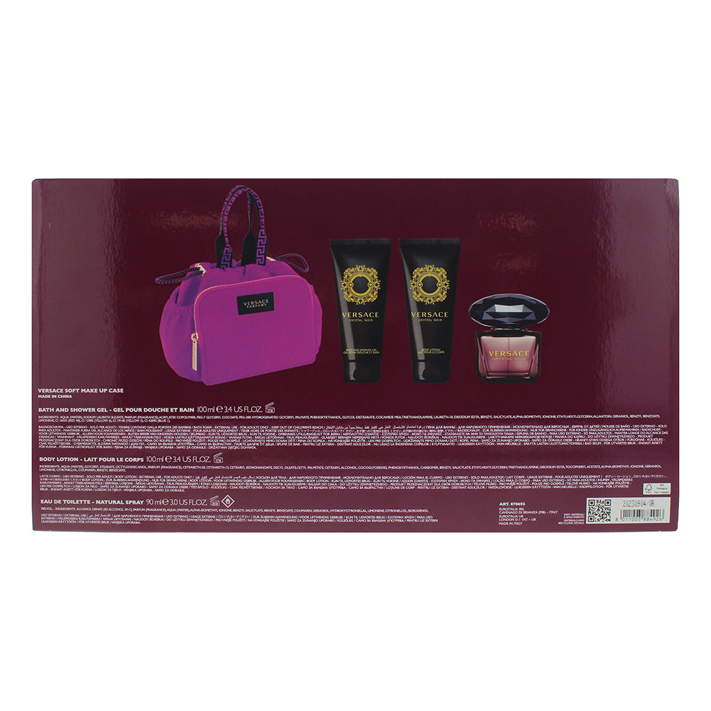 Versace Cristal Noir 4 Piece Gift Set: Eau de Toilette 90ml - Shower Gel 100ml -