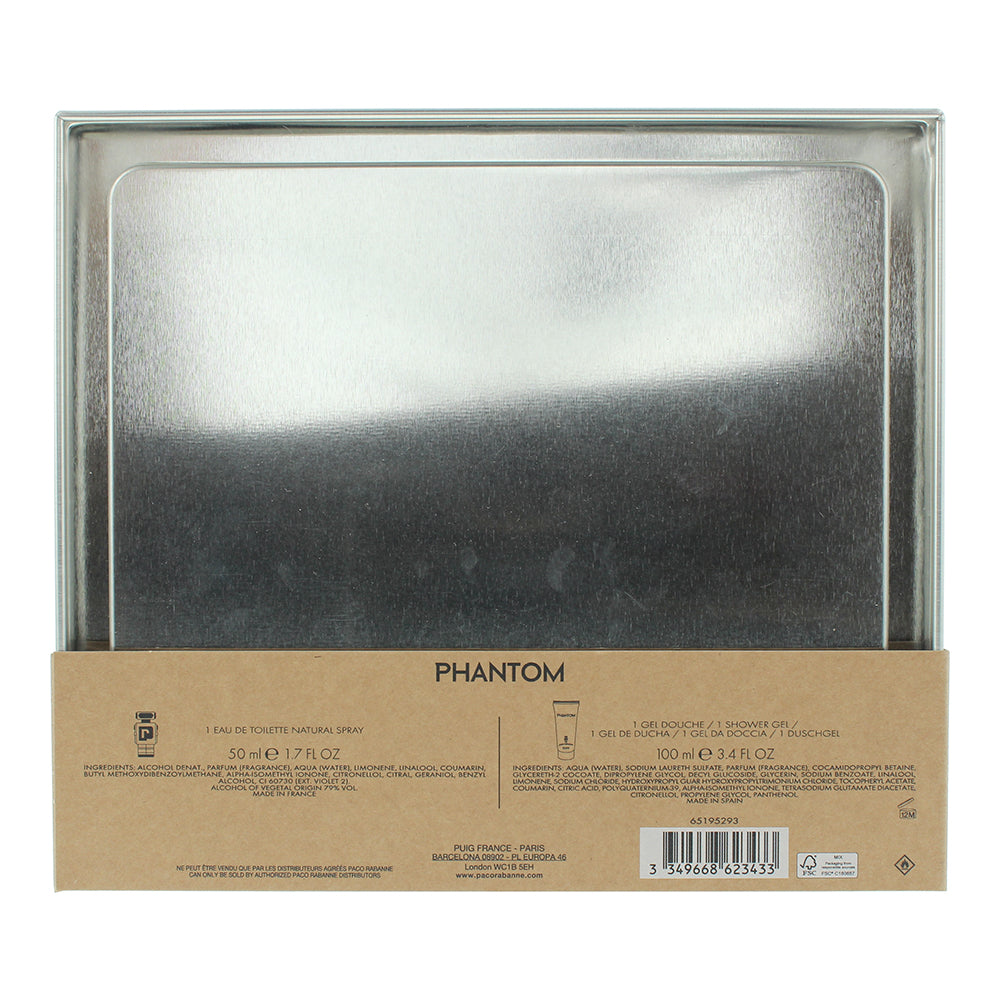 Paco Rabanne Phantom 2 Piece Gift Set: Eau de Toilette 50ml - Shower Gel 100ml