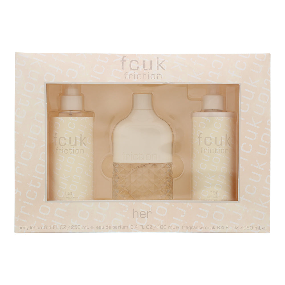 FCUK Friction Her 3 Piece Gift Set: Eau de Parfum 100ml - Body Lotion 250ml - Fr