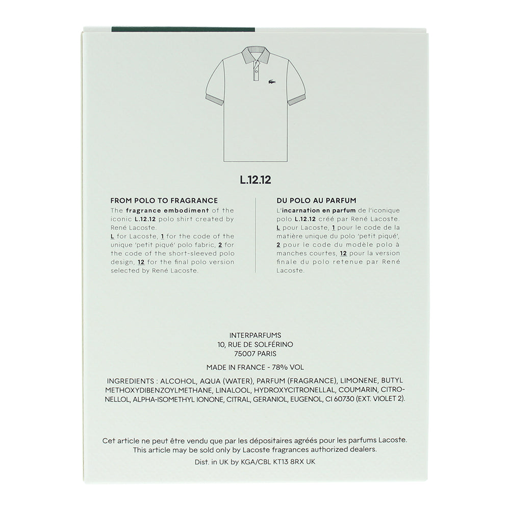 Lacoste L.12.12. Blanc Eau Intense Eau de Toilette 100ml