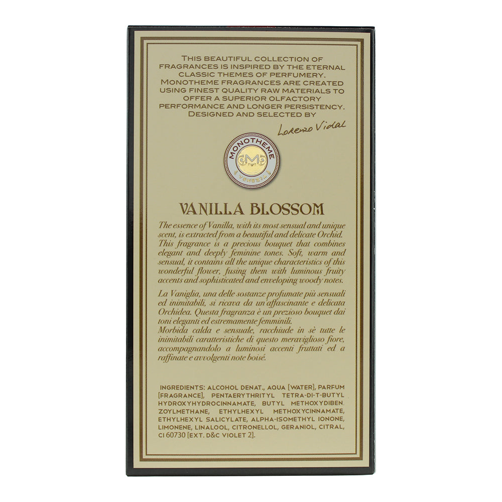 Monotheme Vanilla Blossom Eau de Toilette 100ml - Ingredients
