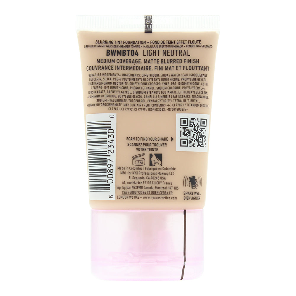 NYX Bare With Me Blur 04 Light Neutral Foundation 30ml