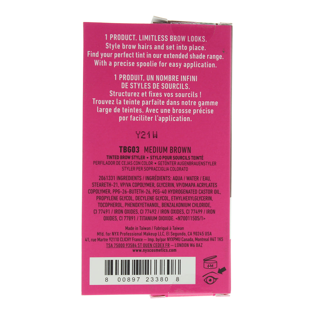 NYX The Brow Glue Medium Brown Brow Gel 5g