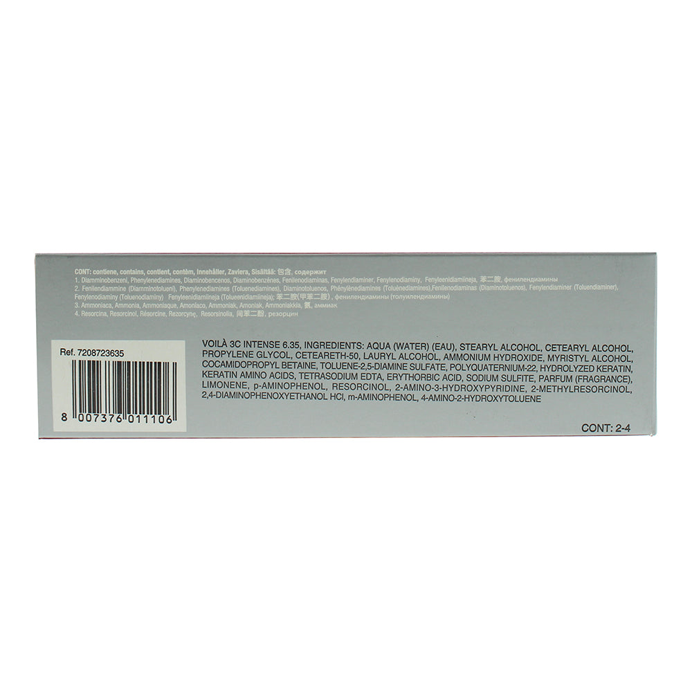 Intercosmo Voilà 3C Intense 6.35 Dark Golden Mahogany Blonde Hair Colour 60ml - Ingredients