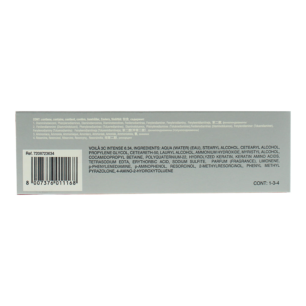 Intercosmo Voilà 3C Intense 6.34 Dark Golden Copper Blonde Hair Colour 60ml - Ingredients
