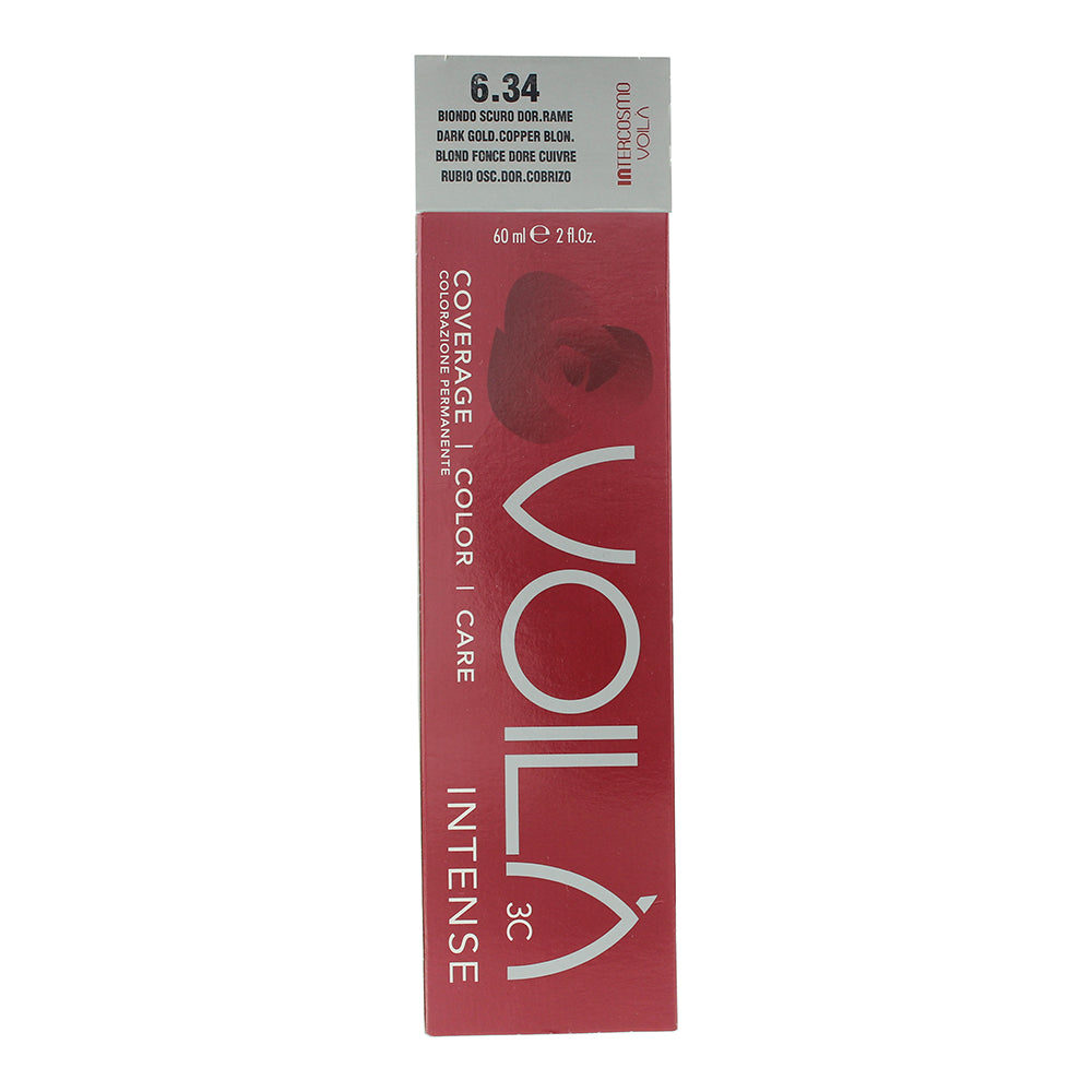 Intercosmo Voilà 3C Intense 6.34 Dark Golden Copper Blonde Hair Colour 60ml - Box