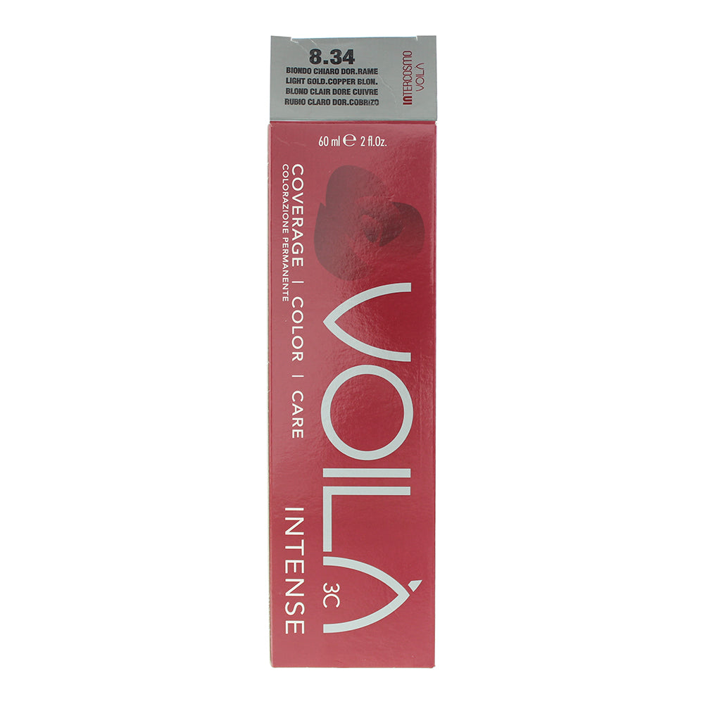 Intercosmo Voilà 3C Intense 8.34 Light Golden Copper Blonde Hair Colour 60ml - Box