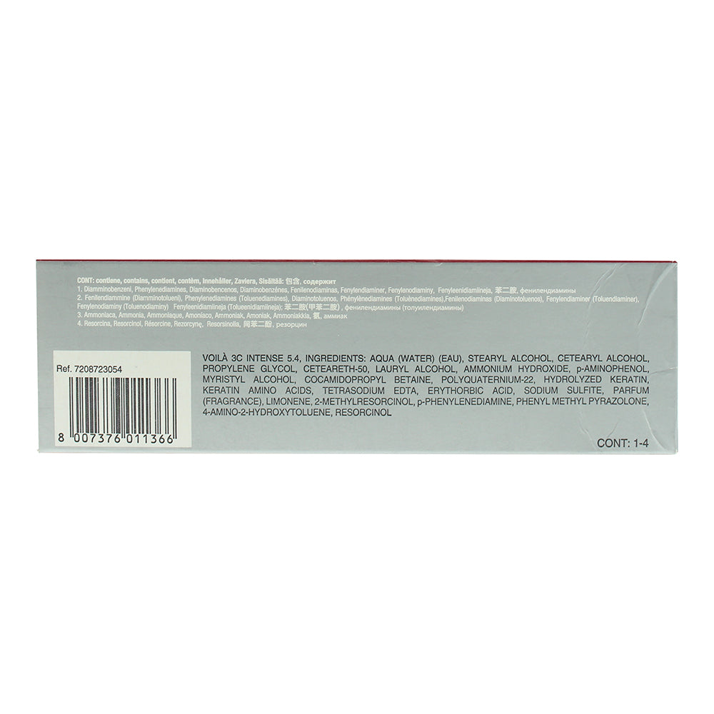 Intercosmo Voilà 3C Intense 5.4 Light Copper Brown Hair Colour 60ml - Ingredients