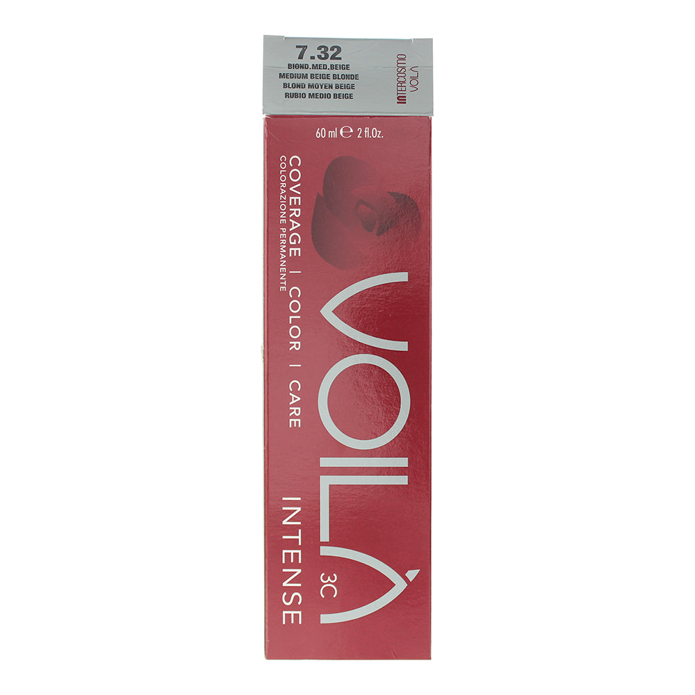 Intercosmo Voilà 3C Intense 7.32 Medium Beige Blonde Hair Colour 60ml - Box