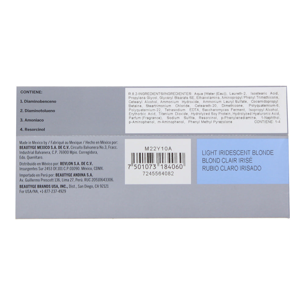 Revlon Revlonissimo Colorsmetique 8.2 Light Iridescent Blonde Hair Colour 60ml - Ingredients