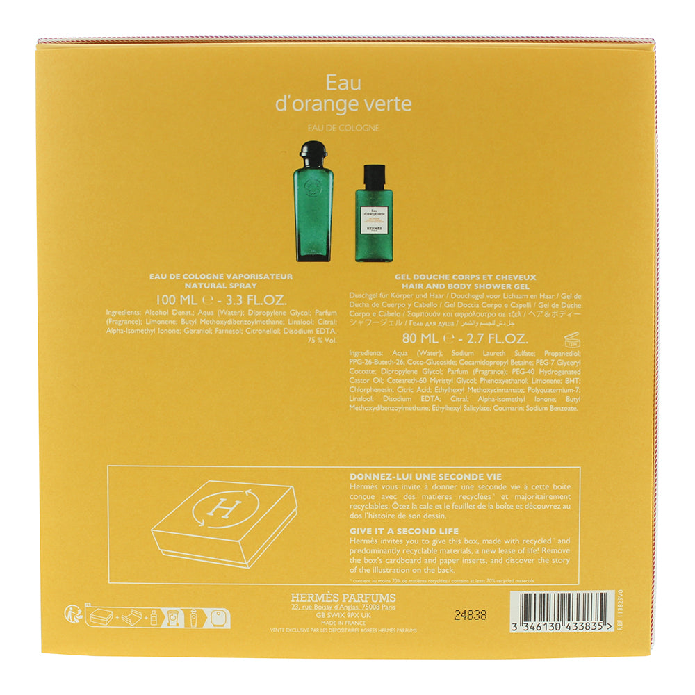 Hermès Eau D'orange Verte 2 Piece Gift Set: Eau de Cologne 100ml - Hair & Body S