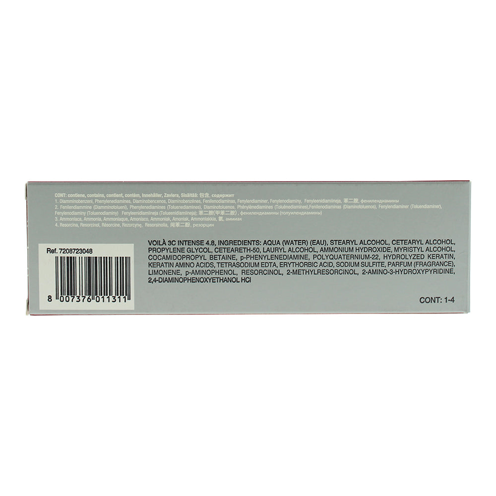 Intercosmo Voilà 3C Intense 4.8 Medium Brown Toffee Hair Colour 60ml - Ingredients