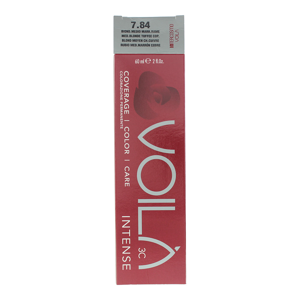 Intercosmo Voilà 3C Intense 7.84 Medium Blonde Toffee Copper Hair Colour 60ml - Box