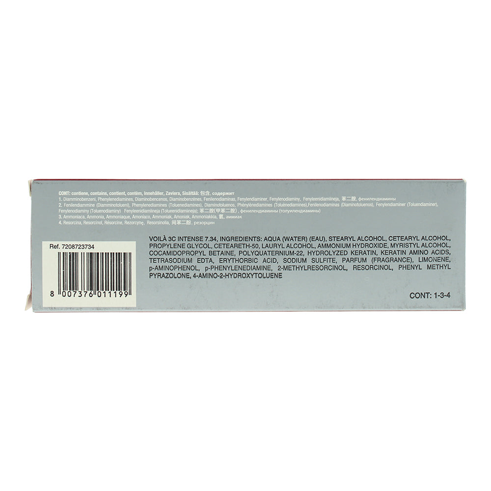 Intercosmo Voilà 3C Intense 7.34 Medium Golden Copper Blonde Hair Colour 60ml - Ingredients