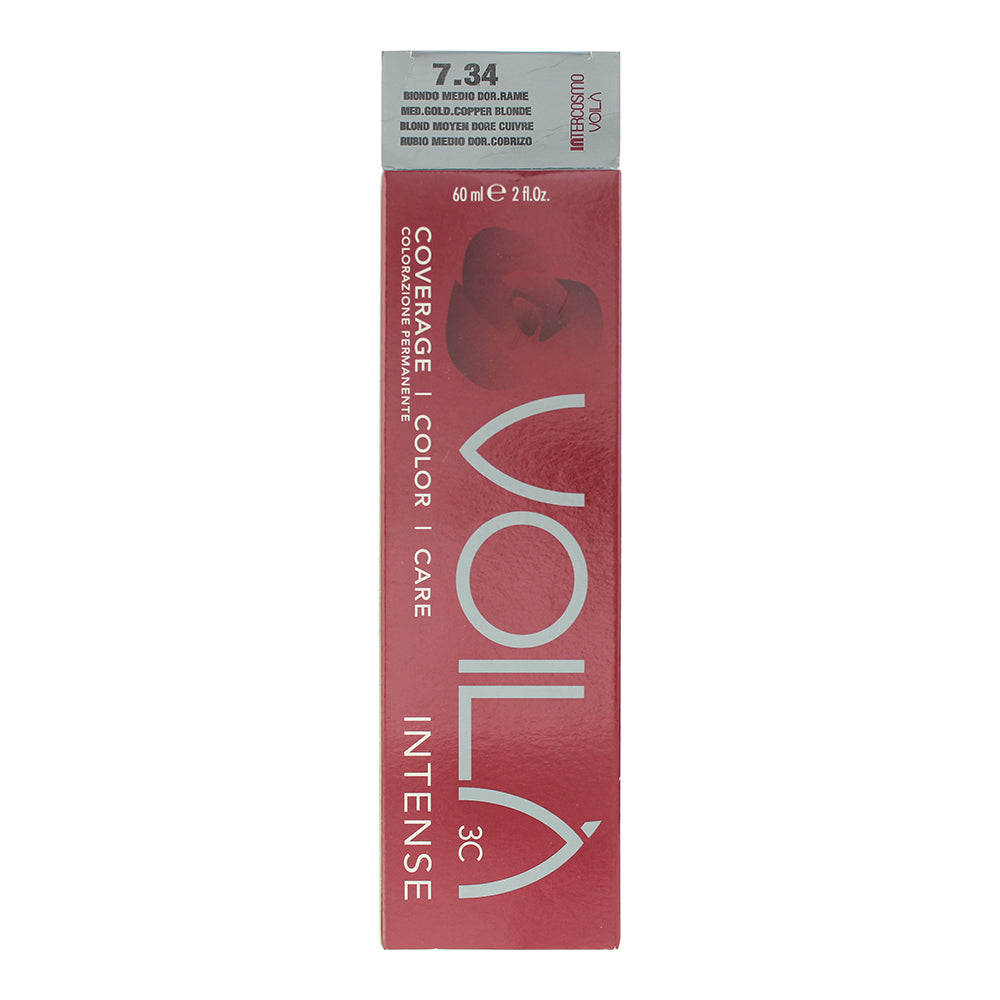 Intercosmo Voilà 3C Intense 7.34 Medium Golden Copper Blonde Hair Colour 60ml - Box