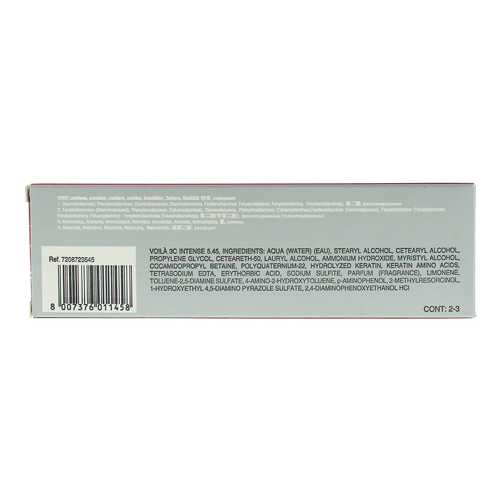 Intercosmo Voilà 3C Intense 5.45 Light Brown Copper Mahogany Hair Colour 60ml - Ingredients
