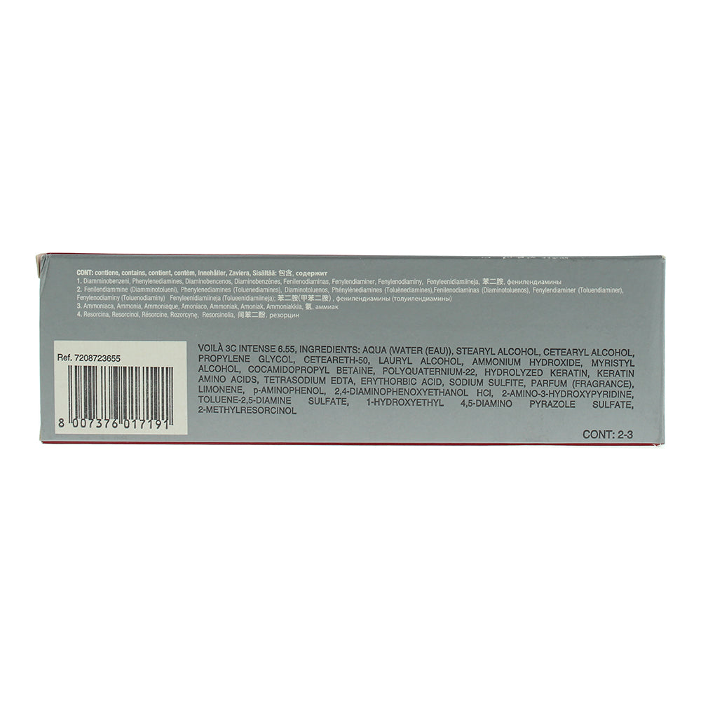 Intercosmo Voilà 3C Intense 6.55 Dark Blonde Intense Mahogany Hair Colour 60ml - Ingredients