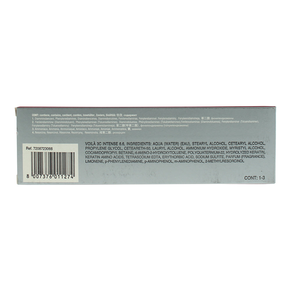 Intercosmo Voilà 3C Intense 6.6 Ruby Red Hair Colour 60ml - Ingredients