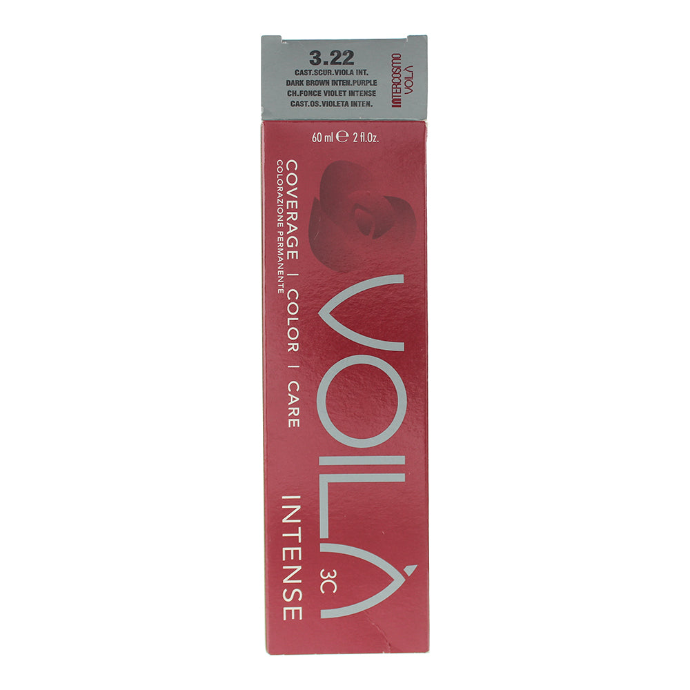 Intercosmo Voilà 3C Intense 3.22 Dark Brown Intense Purple Hair Colour 60ml - Box