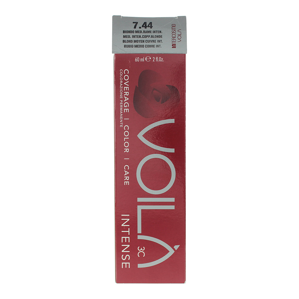 Intercosmo Voilà 3C Intense 7.44 Medium Intense Copper Blonde Hair Colour 60ml - Box