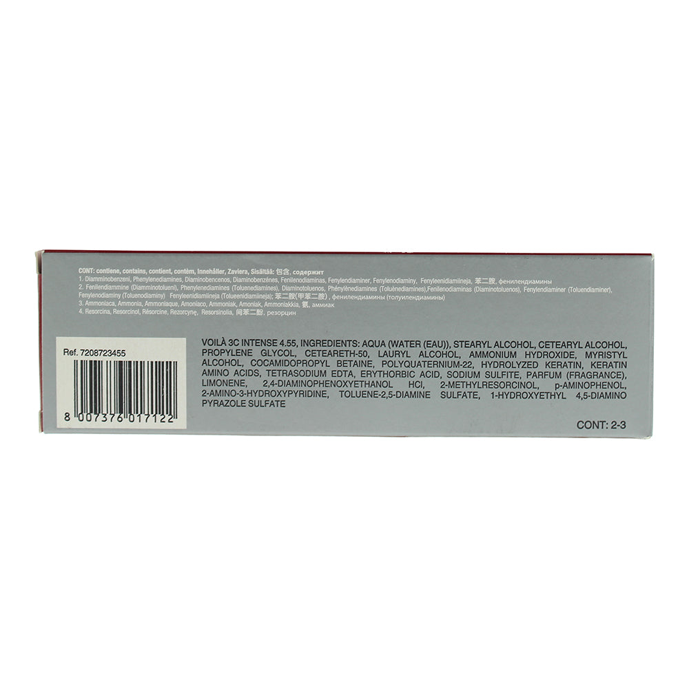 Intercosmo Voilà 3C Intense 4.55 Medium Brown Intense Mahogany Hair Colour 60ml - Ingredients