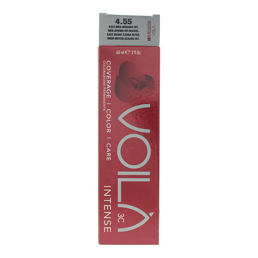 Intercosmo Voilà 3C Intense 4.55 Medium Brown Intense Mahogany Hair Colour 60ml - Box