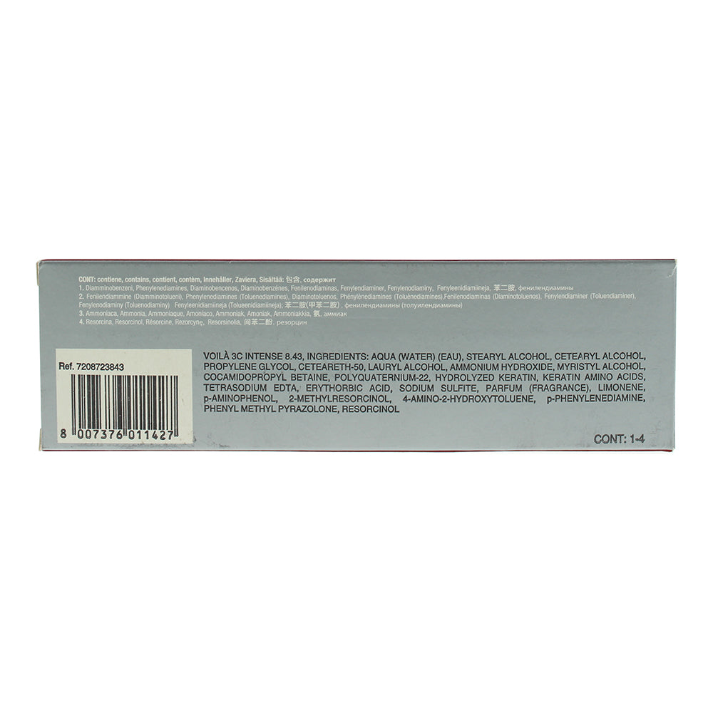 Intercosmo Voilà 3C Intense 8.43 Light Copper Golden Blonde Hair Colour 60ml - Ingredients