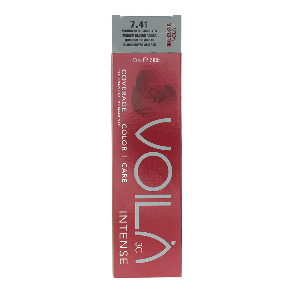 Intercosmo Voilà 3C Intense 7.41 Medium Blonde Amber Hair Colour 60ml - Box