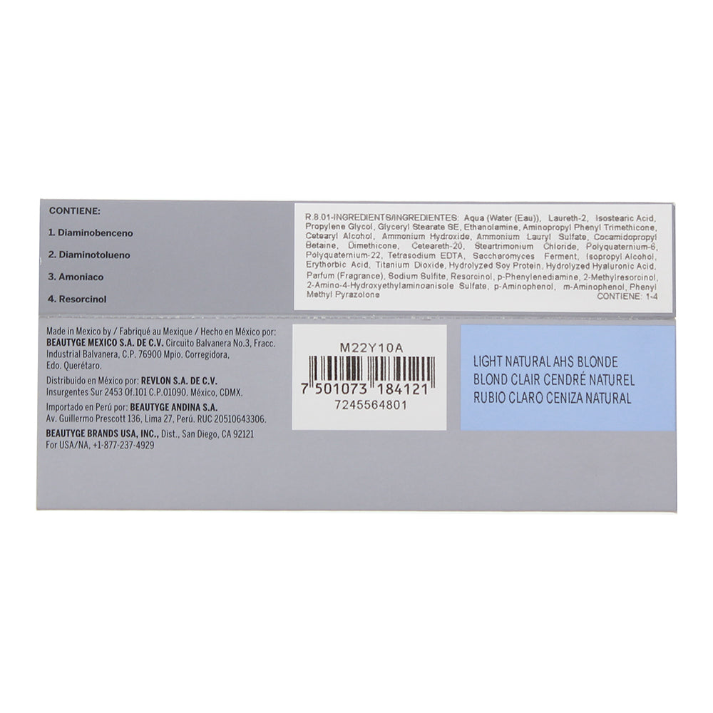 Revlon Revlonissimo Colorsmetique 8.01 Light Natural Ash Blonde Hair Colour 60ml - Ingredients