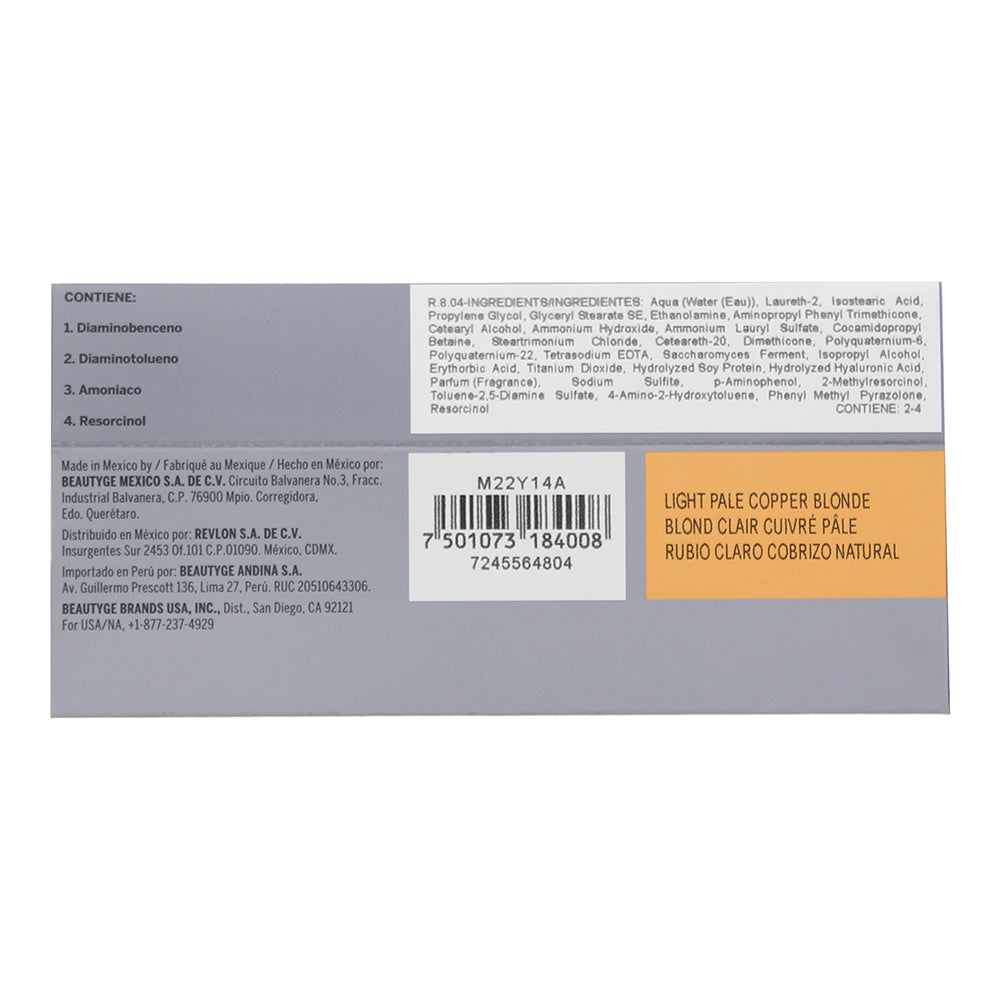 Revlon Revlonissimo Colorsmetique 8.04 Light Pale Copper Blonde Hair Colour 60ml - Ingredients