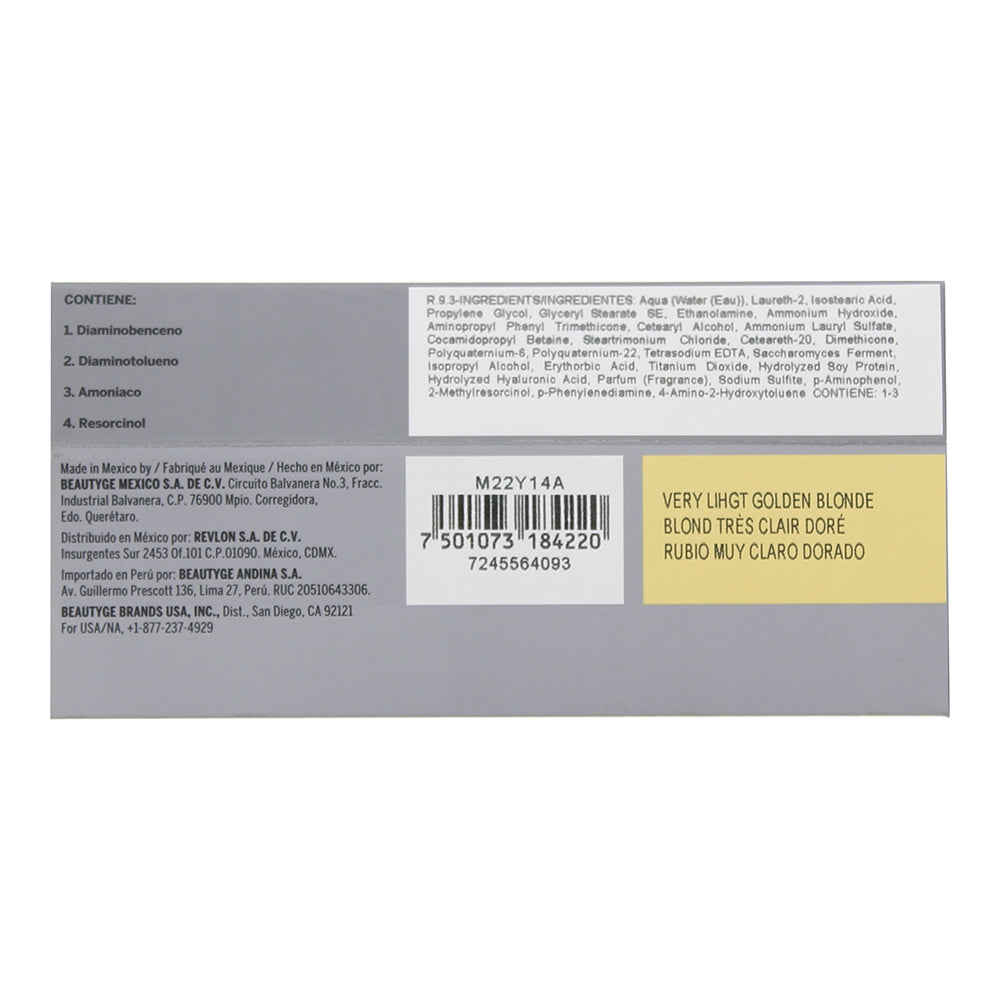 Revlon Revlonissimo Colorsmetique 9.3 Very Light Golden Blonde Hair Colour 60ml - Ingredients